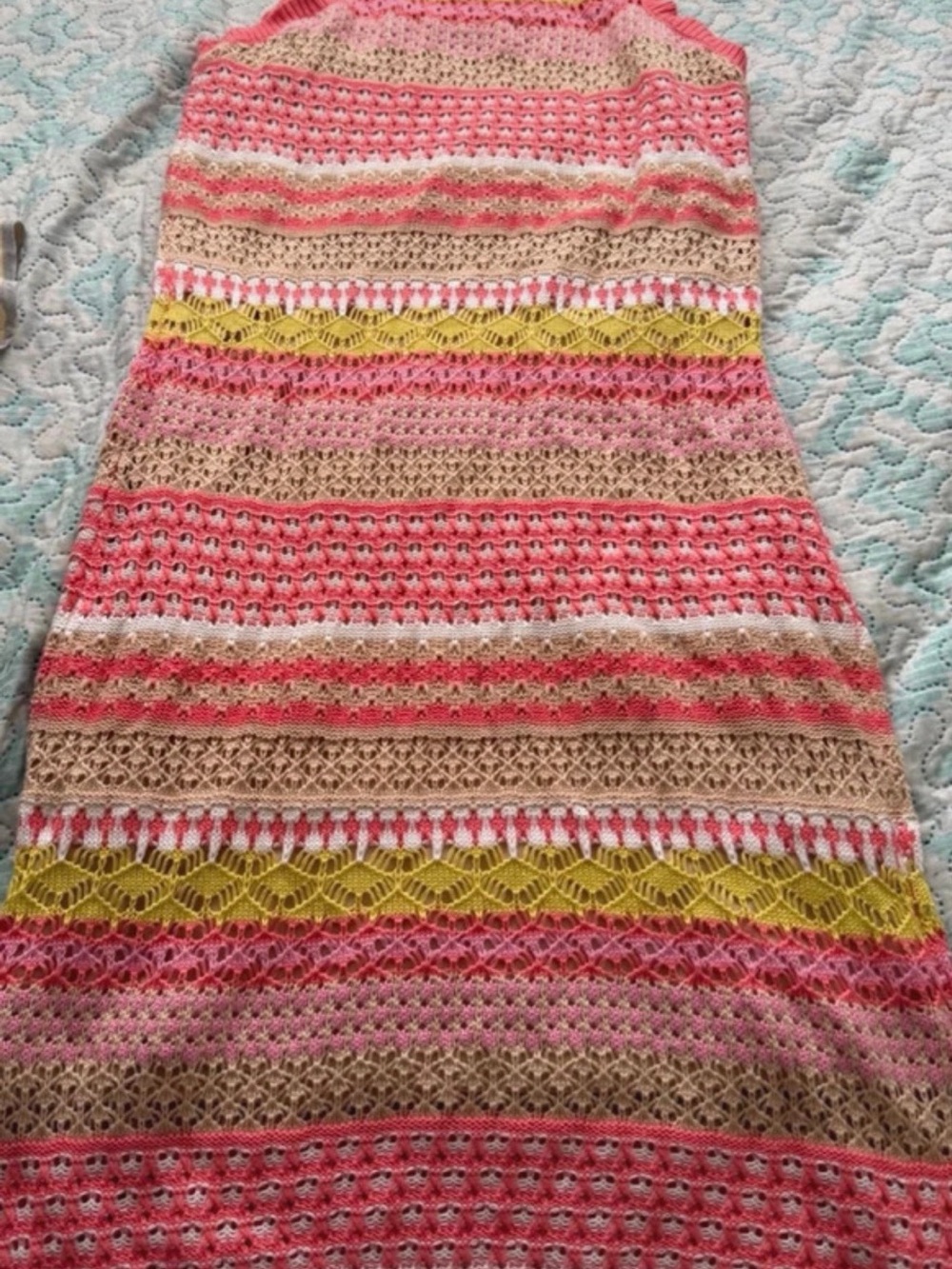 Target Crochet Stripe Maxi Skirt in Pink, Tan & Yellow